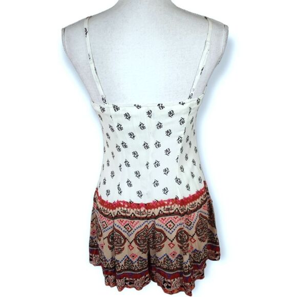 XHILARATION MULTICOLOR CREAM & TAN BUTTON DOWN ROMPER SZ.XS EUC - Picture 3 of 6